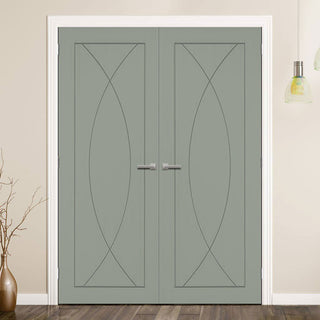 Image: Prefinished Bespoke Pesaro Flush Door Pair - Choose Your Colour