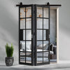 Sliding Top Mounted Black Folding Track & Double Door - Industrial Plaza Black Internal Door - Clear Glass - Prefinished