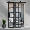 SpaceEasi Top Mounted Black Folding Track & Double Door - Industrial Plaza Black Internal Door - Clear Glass - Prefinished