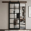 Top Mounted Black Sliding Track & Door - Industrial Plaza Black Internal Door - Clear Glass - Prefinished
