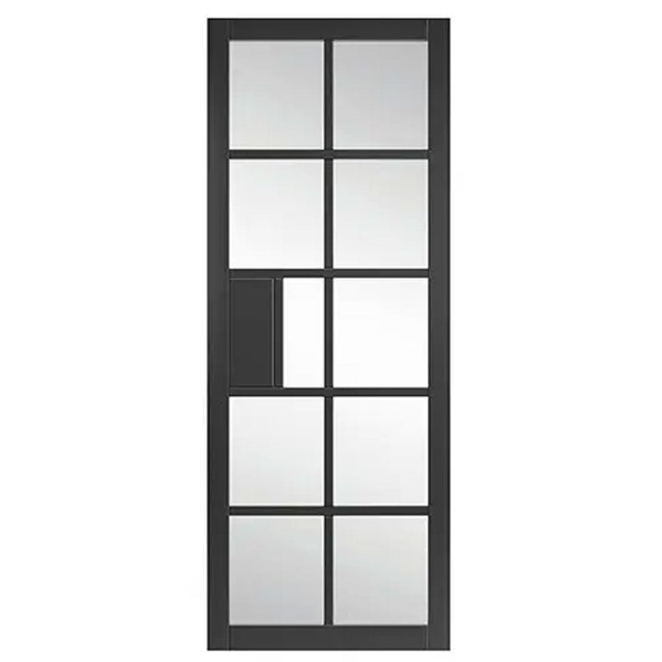 Sliding Top Mounted Black Folding Track & Double Door - Industrial Plaza Black Internal Door - Clear Glass - Prefinished