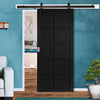 Top Mounted Black Sliding Track & Door - Industrial Plaza Black Internal Door - Prefinished