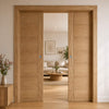 Carini 7P Oak Single Evokit Double Pocket Door - Unfinished