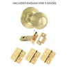 Three Pack Ripon Reeded Old English Mortice Knob Polished Brass Combo Handle Pack