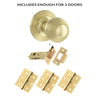 Two Pack Ripon Reeded Old English Mortice Knob Polished Brass Combo Handle Pack