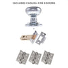 Three Pack Harrogate Mushroom Old English Mortice Knob Polished Chrome Combo Handle Pack