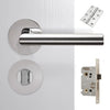 Monroe Door Lever Bathroom Handle Pack - 3 Square Hinges - Polished Stainless Steel