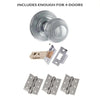 Four Pack Ripon Reeded Old English Mortice Knob Polished Chrome Combo Handle Pack