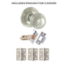 Two Pack Ripon Reeded Old English Mortice Knob Polished Nickel Combo Handle Pack