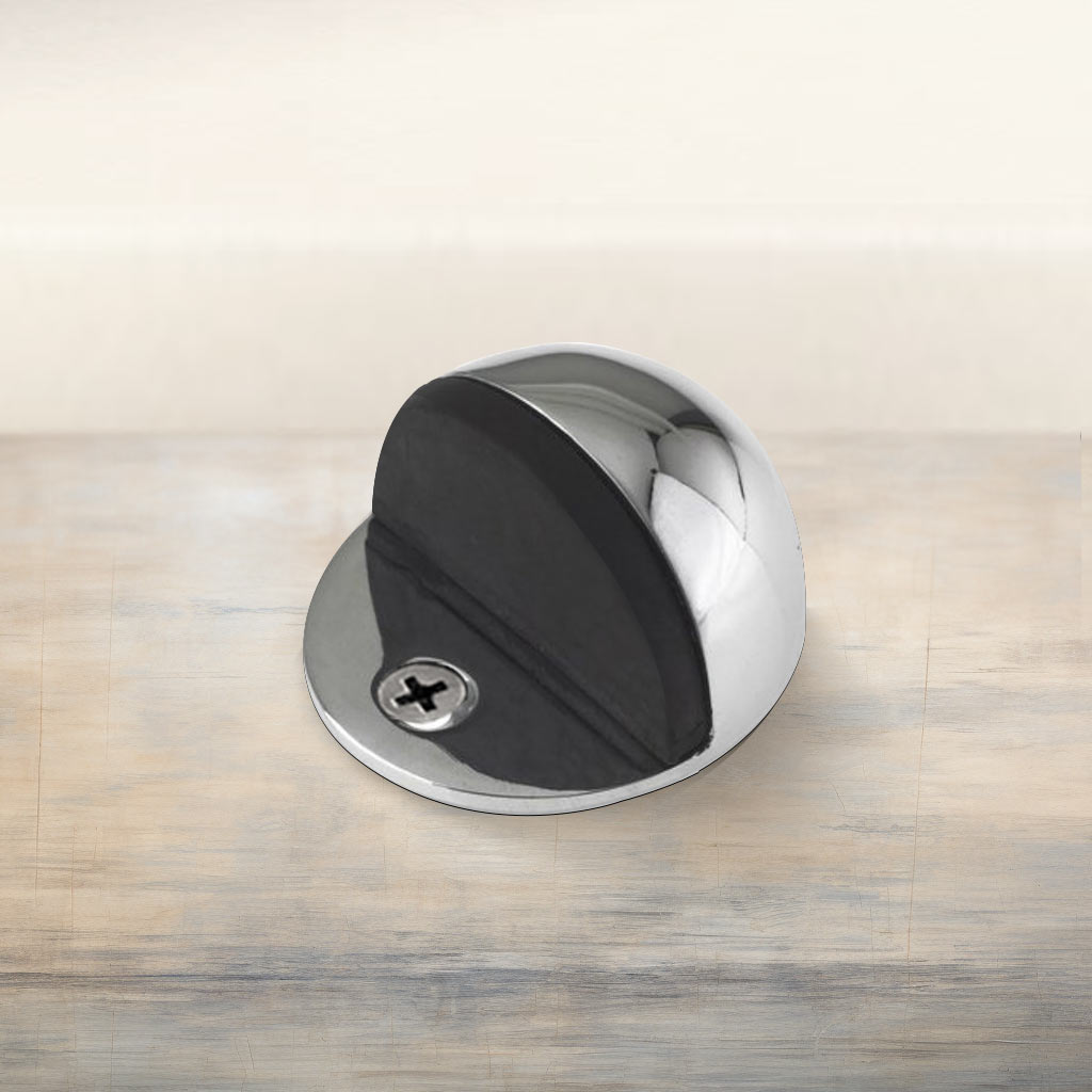 Orb Oval Floor Mounted Door Stop - Polished Chrome