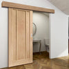 Single Sliding Door & Wall Track - Worcester Oak 3 Panel Door - Prefinished