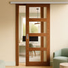 Premium Single Sliding Door & Wall Track - Coventry Prefinished Walnut Shaker Style Door - Clear Glass