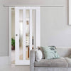 Premium Single Sliding Door & Wall Track - Utah 3 Pane Door - Clear Glass - White Primed