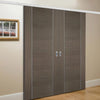 Premium Double Sliding Door & Wall Track - Alcaraz Chocolate Grey Door - Prefinished