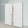Premium Double Sliding Door & Wall Track - Arnhem 2 Panel Door - White Primed