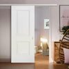 Premium Single Sliding Door & Wall Track - Arnhem 2 Panel Door - White Primed