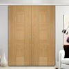 Premium Double Sliding Door & Wall Track - Catalonia Flush Oak Door - Prefinished