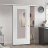 Premium Single Sliding Door & Wall Track - Eindhoven  1 Pane Door - Clear Glass - White Primed