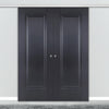 Premium Double Sliding Door & Wall Track - Eindhoven 1 Panel Black Primed Door - Unfinished