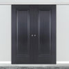 Premium Double Sliding Door & Wall Track - Eindhoven 1 Panel Black Primed Door - Unfinished