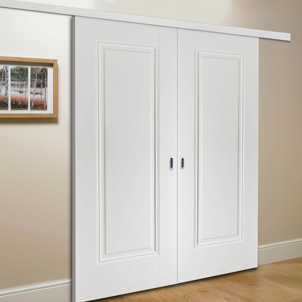 Premium double sliding door wall track eindhoven 1 panel door wh