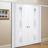 Premium Double Sliding Door & Wall Track - Sierra Blanco Door - Frosted Glass - White Painted