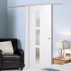 Premium Single Sliding Door & Wall Track - Sierra Blanco Door - Frosted Glass - White Painted