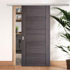 Premium Single Sliding Door & Wall Track - Vancouver Flush Ash Grey Door - Prefinished