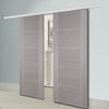 Premium Double Sliding Door & Wall Track - Vancouver Light Grey Door - Prefinished