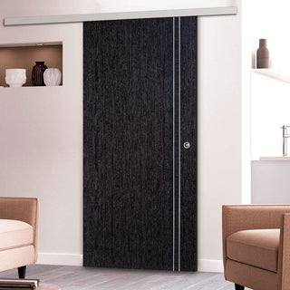 Image: Premium Single Sliding Door & Wall Track - Zanzibar Ash Grey Door - Prefinished