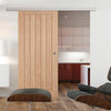 Premium Single Sliding Door & Wall Track - Belize Flush Oak Door - Prefinished