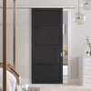Premium Single Sliding Door & Wall Track - Chelsea 4 Panel Black Painted Door - Prefinished