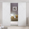 Premium Double Sliding Door & Wall Track - Dover Flush Door - White Primed