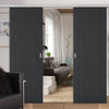 Premium Double Sliding Door & Wall Track - Laminate Montreal Black Door - Prefinished