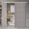 Premium Single Sliding Door & Wall Track - Vancouver Light Grey Door - Prefinished