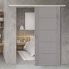 Premium Single Sliding Door & Wall Track - Vancouver Light Grey Door - Prefinished