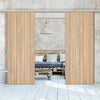 Premium Double Sliding Door & Wall Track - Montreal Oak Flush Internal Door - Prefinished