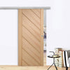 Premium Single Sliding Door & Wall Track - Monza Oak Door - Unfinished