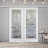 Premium Double Sliding Door & Wall Track - Orly Door - Clear Glass - White Primed
