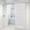 Premium Single Sliding Door & Wall Track - Palermo Flush Door - White Primed