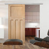 Premium Single Sliding Door & Wall Track - DX Oak Panel Door - 1930's Style