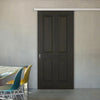 Premium Single Sliding Door & Wall Track - Regency 4 Panel Smoked Oak Door - Prefinished