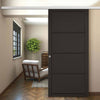 Premium Single Sliding Door & Wall Track - Soho 4 Panel Door - Black Primed