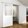 Premium Single Sliding Door & Wall Track - Suffolk Door - Clear Glass - White Primed