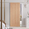 Premium Single Sliding Door & Wall Track - Belize Flush Oak Door - Unfinished