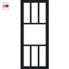 Double Sliding Door & Premium Wall Track - Eco-Urban® Queensland 7 Pane Doors DD6424SG Frosted Glass - 6 Colour Options