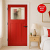 UK Made to Measure - Wilton 1930'  Interior Door - Clear Reeded  Glass - Premium Primed - 7 Colour Options
