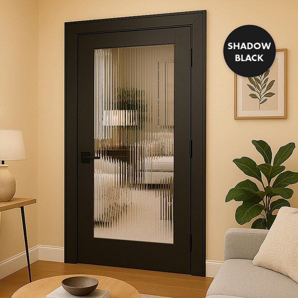 UK Made to Measure - Redford 1L Interior Door - Reeded Glass - Premium Primed - 7 Colour Options