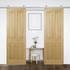 Top Mounted Stainless Steel Sliding Track & Double Door - Regency 4 Panel Oak Doors - Prefinished