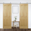 Top Mounted Stainless Steel Sliding Track & Double Door - Regency 4 Panel Oak Doors - Prefinished